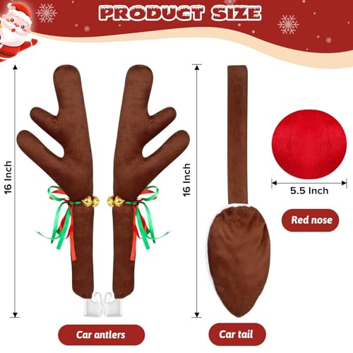Car Reindeer Antler Kit Nose and Tail Christmas Decoration Set O895675