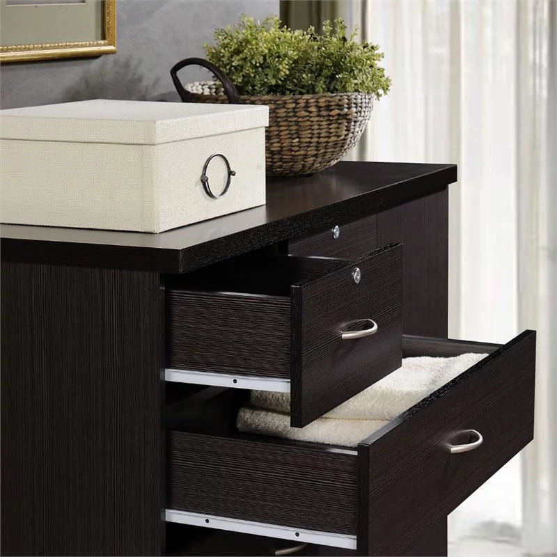 7 Drawer Wood Chest Set with Locks in Chocolate Z29003