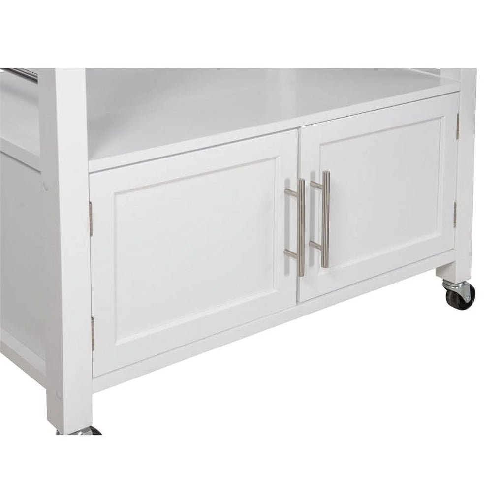 Wood Granite-Top Kitchen Cart in Bright White W852269