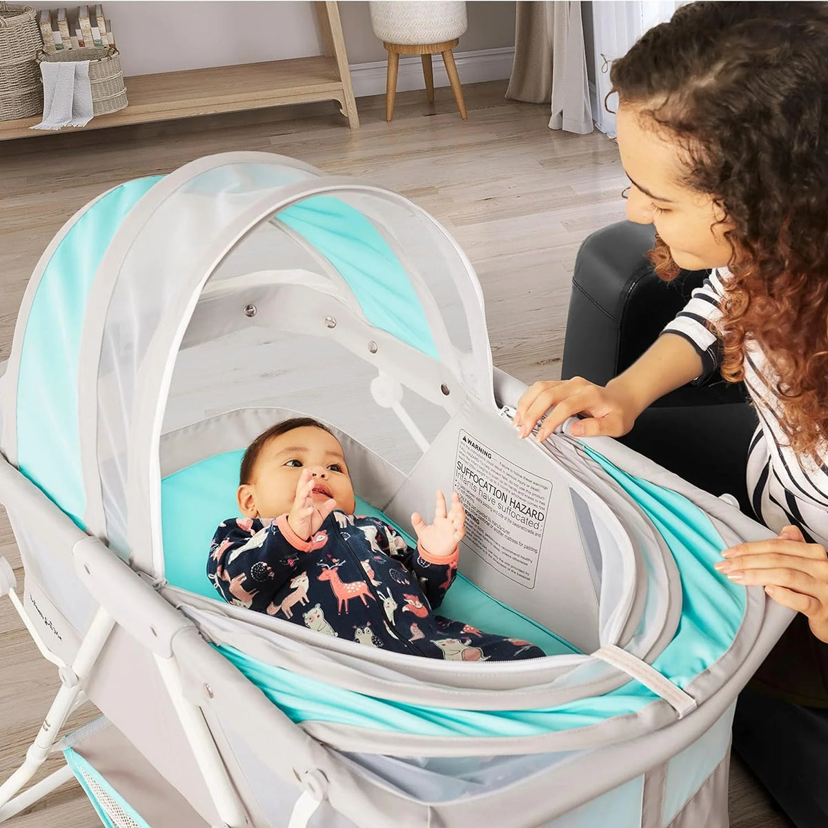 Lightweight Portable Baby Bassinet with Storage Basket W2703