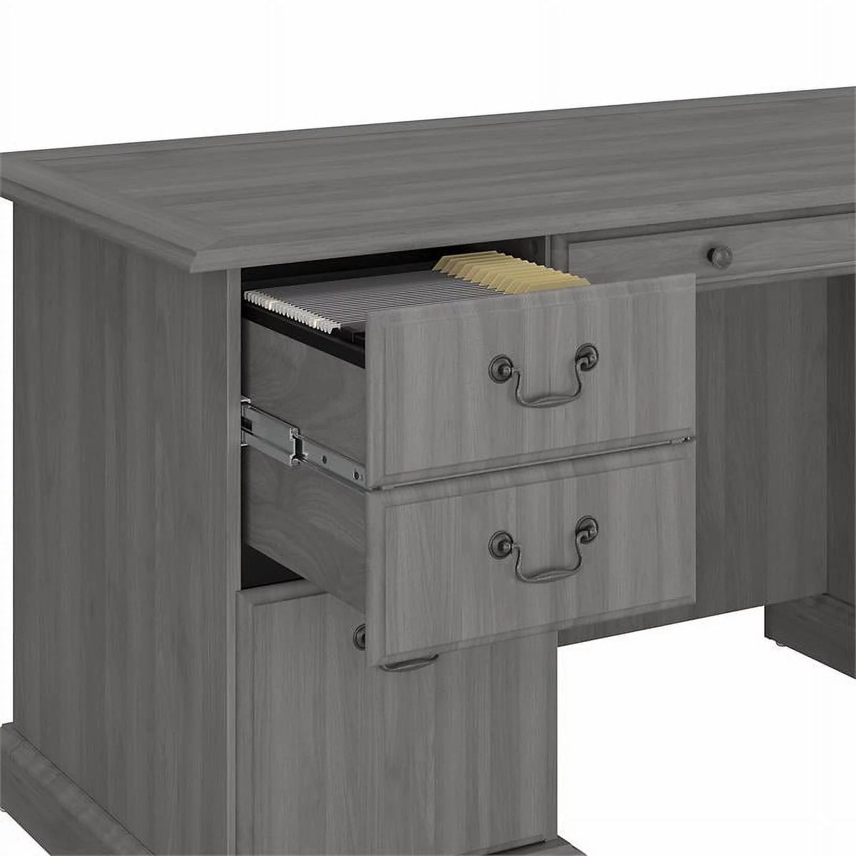 Gray Wood Executive Desk with Drawers U199286
