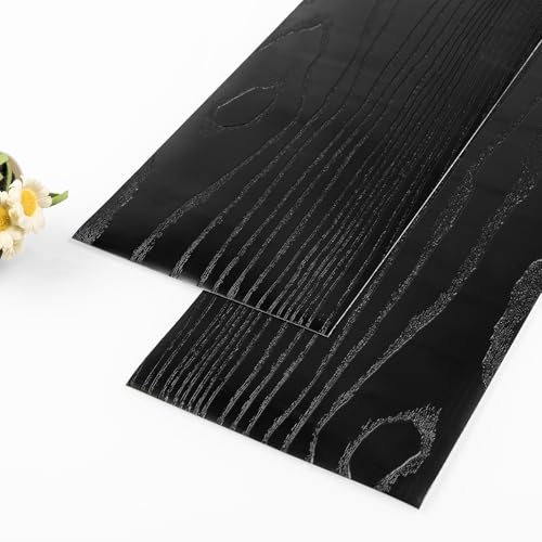 Peel and Stick Vinyl Floor Tile 20-Pack Black Wood Plank P738691