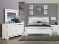 White 4pc Eastern King Bedroom Set with LED Headboard Nightstand Dresser Mirror D35798