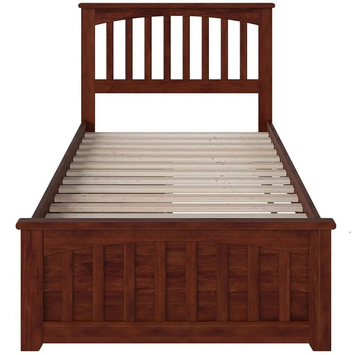 Twin-XL Walnut Hardwood Storage Platform Bed M26534