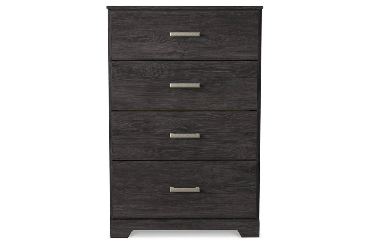 Black Four Drawer Engineered Wood Chest E942