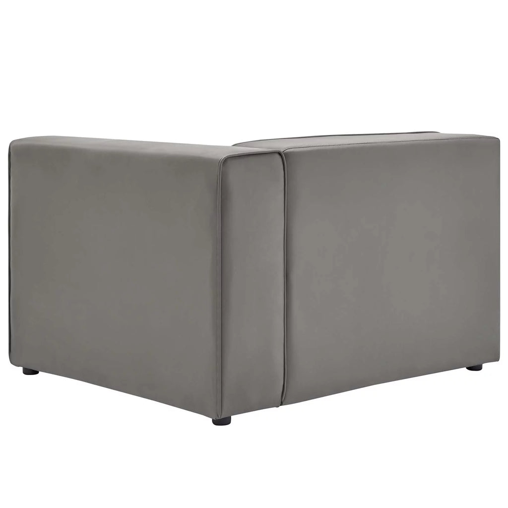 Grey Faux Vegan Leather Sectional Sofa Set Y42484