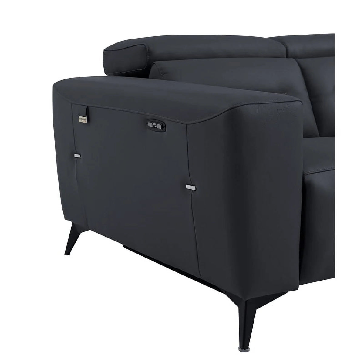 Dark Gray Italian Leather Power Recliner Loveseat W704115
