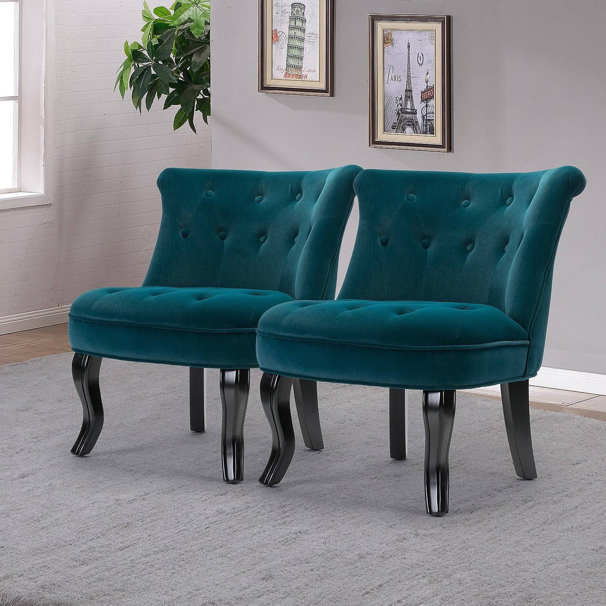 Teal Accent Chair Set of 2 M95211