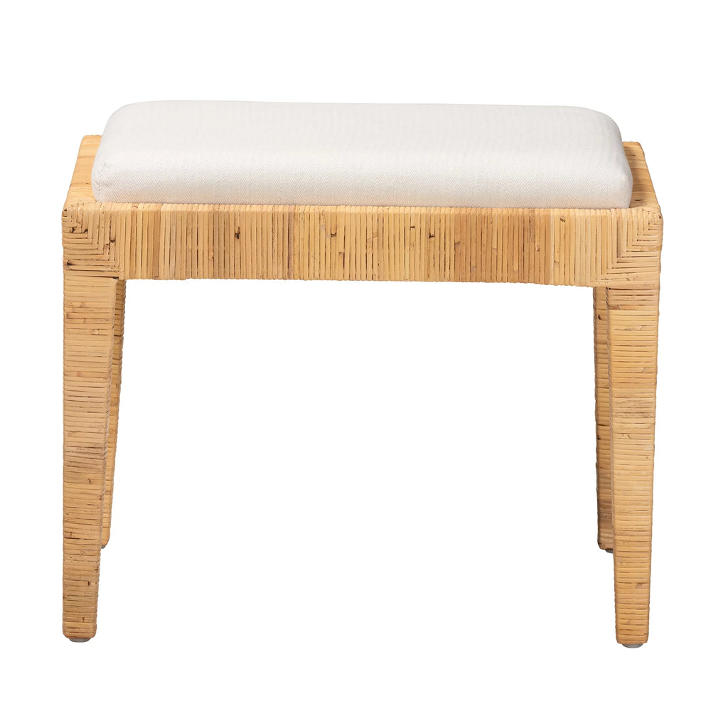 Natural Brown Rattan and Mahogany Wood Ottoman H786222
