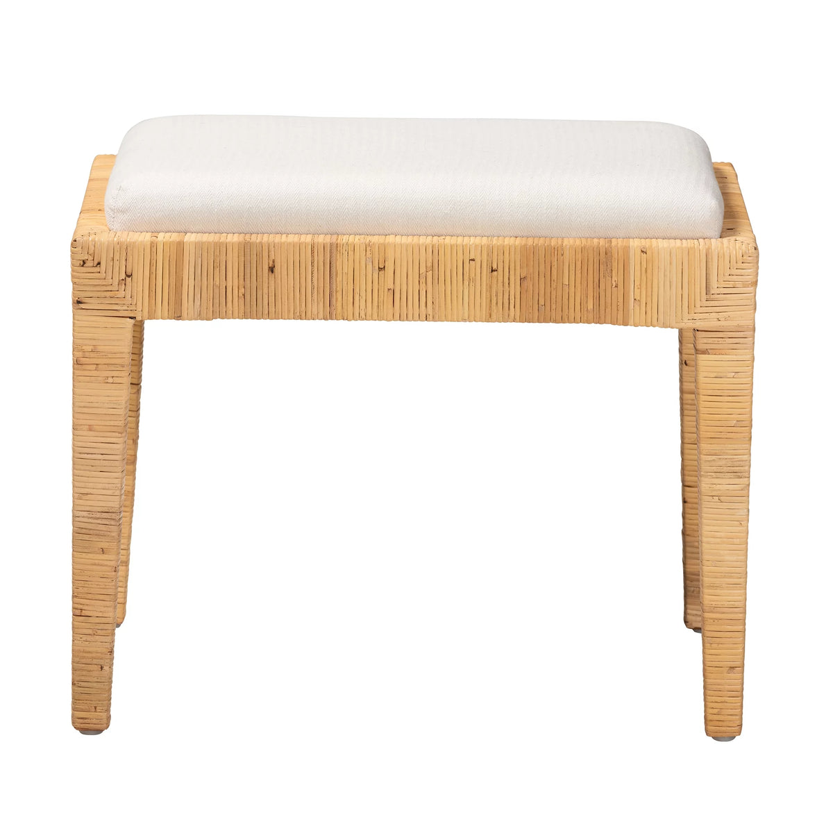 Natural Brown Rattan and Mahogany Wood Ottoman H786222