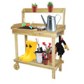 Wooden Potting Bench Table with Wheels and Drawer R612