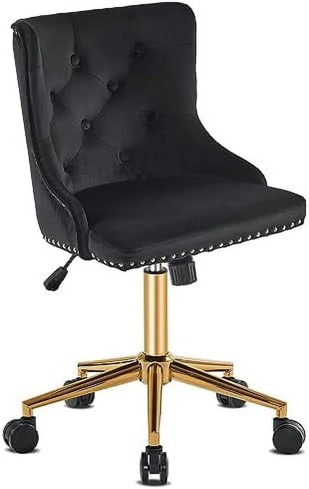 Olive Green Velvet Upholstered Armless Desk Chair W4265