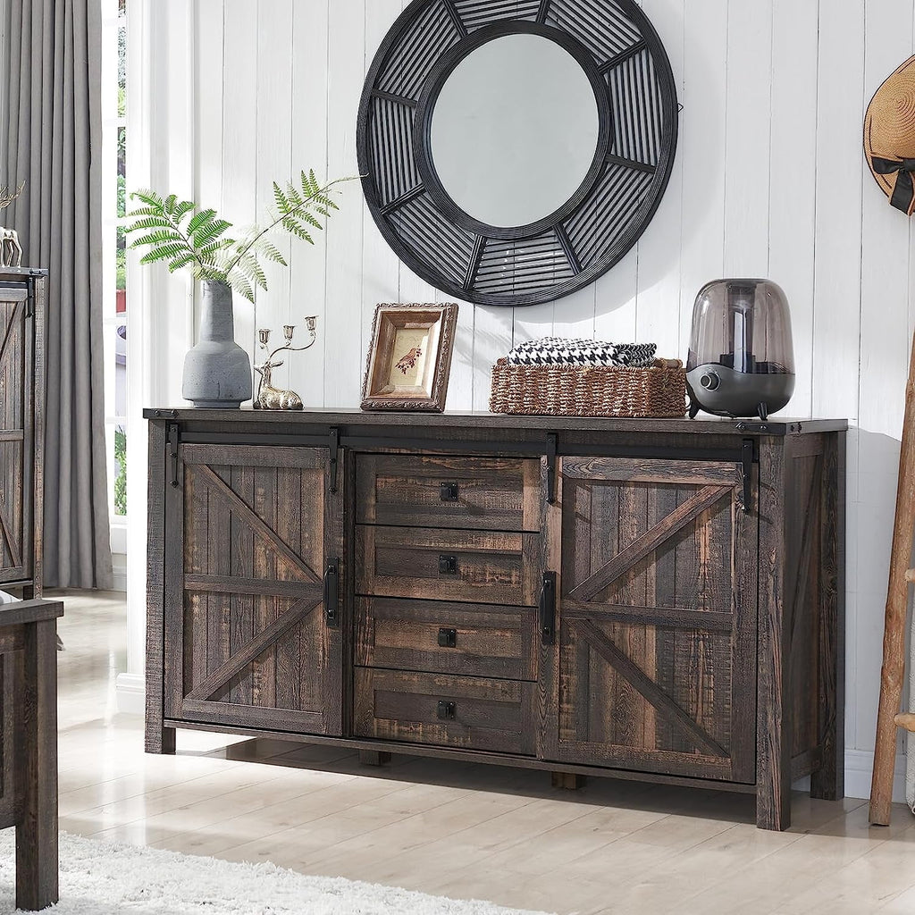 4 Drawer Light Rustic Oak Wood Dresser J5779