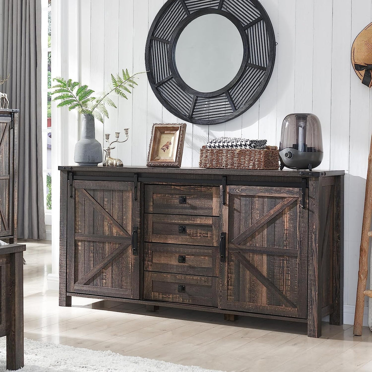 4 Drawer Light Rustic Oak Wood Dresser J5779