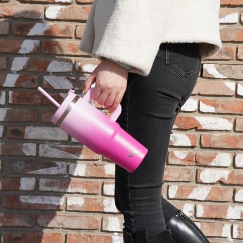 40 oz Insulated Stainless Steel Tumbler with Handle and 2 Straws I603