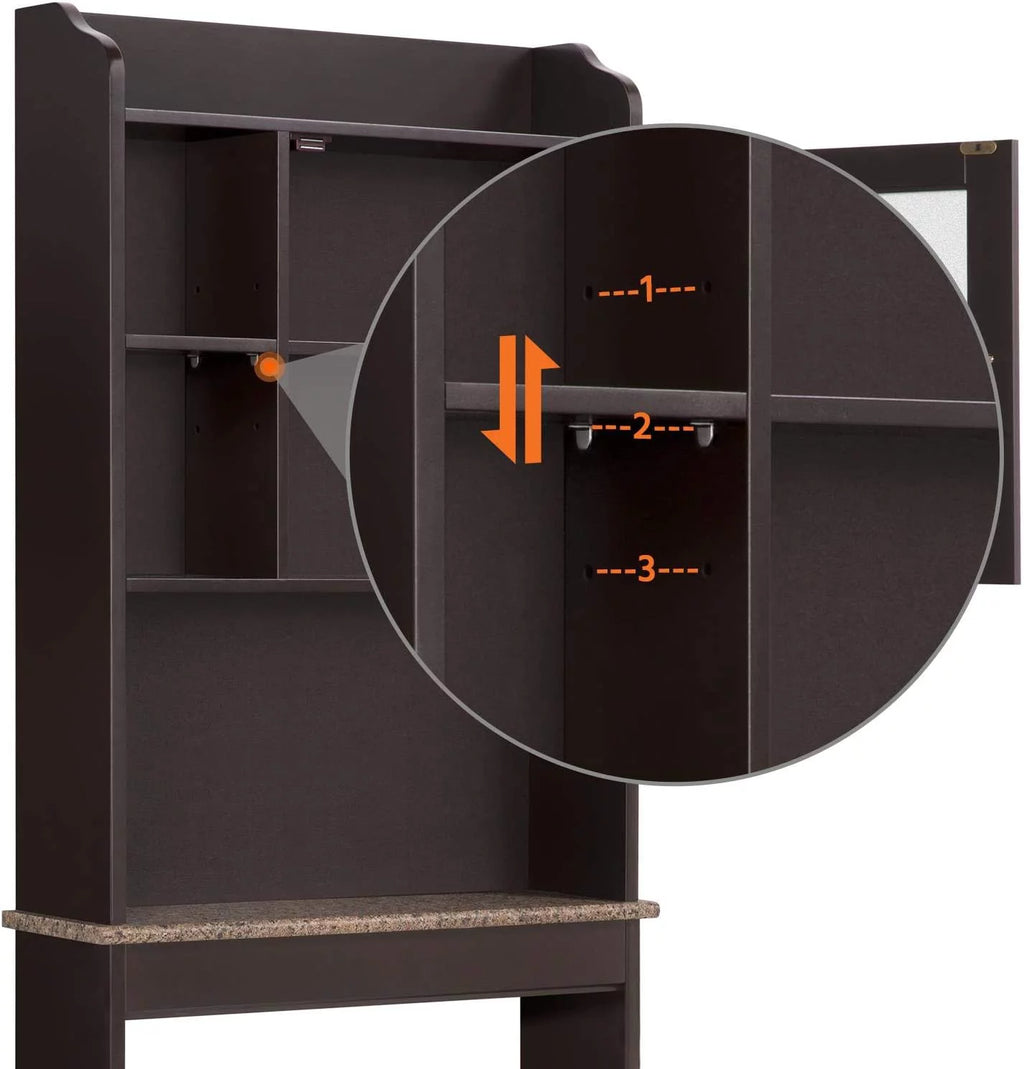 Espresso Freestanding Bathroom Cabinet with Glass Door M929