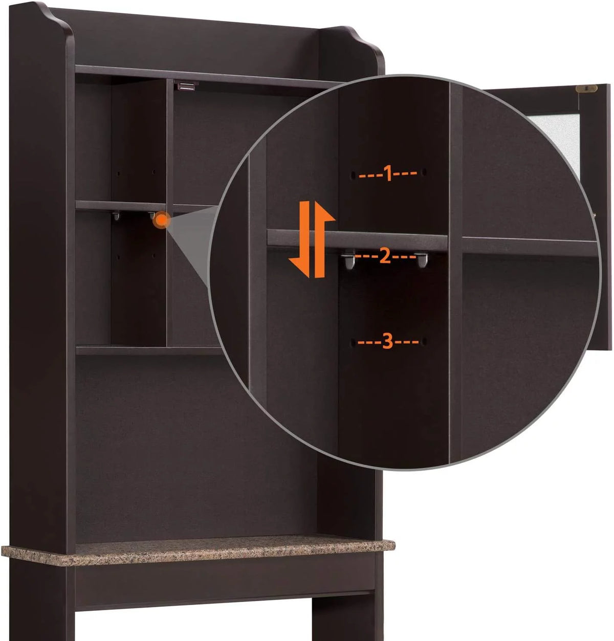 Espresso Freestanding Bathroom Cabinet with Glass Door M929