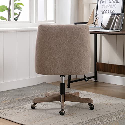 Beige Tufted Linen Swivel Office Chair B992719