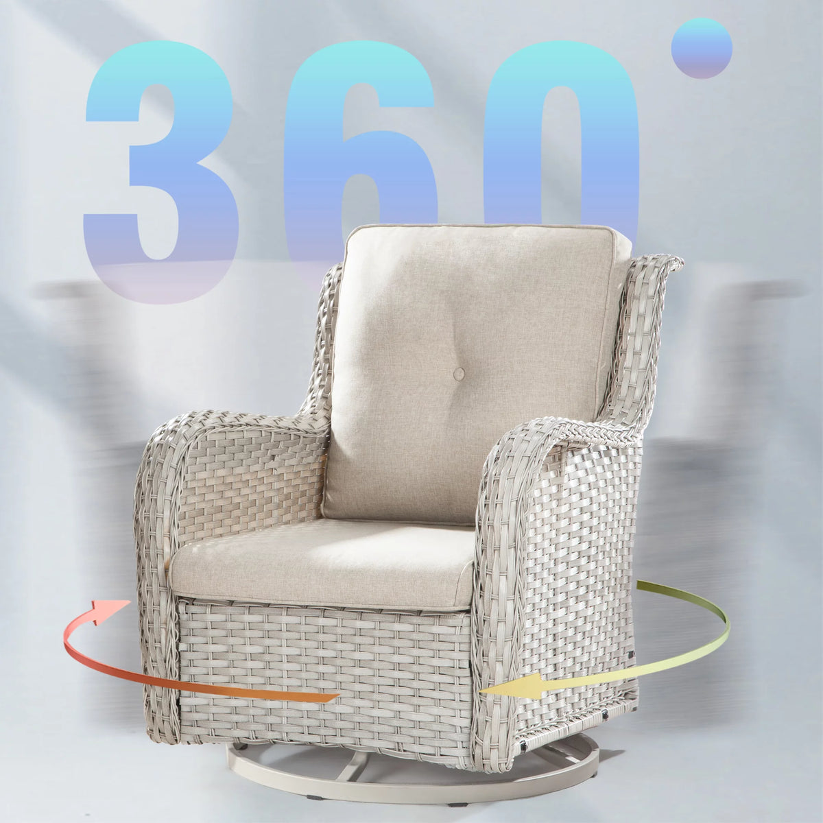 Outdoor Swivel Rocker Wicker Patio Chairs Set of 2 with Table, Blue W925