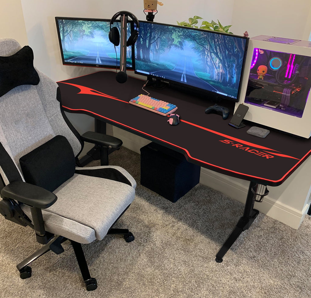 55 inch T-Shaped Legs Gaming Desk with Mouse Pad J9196