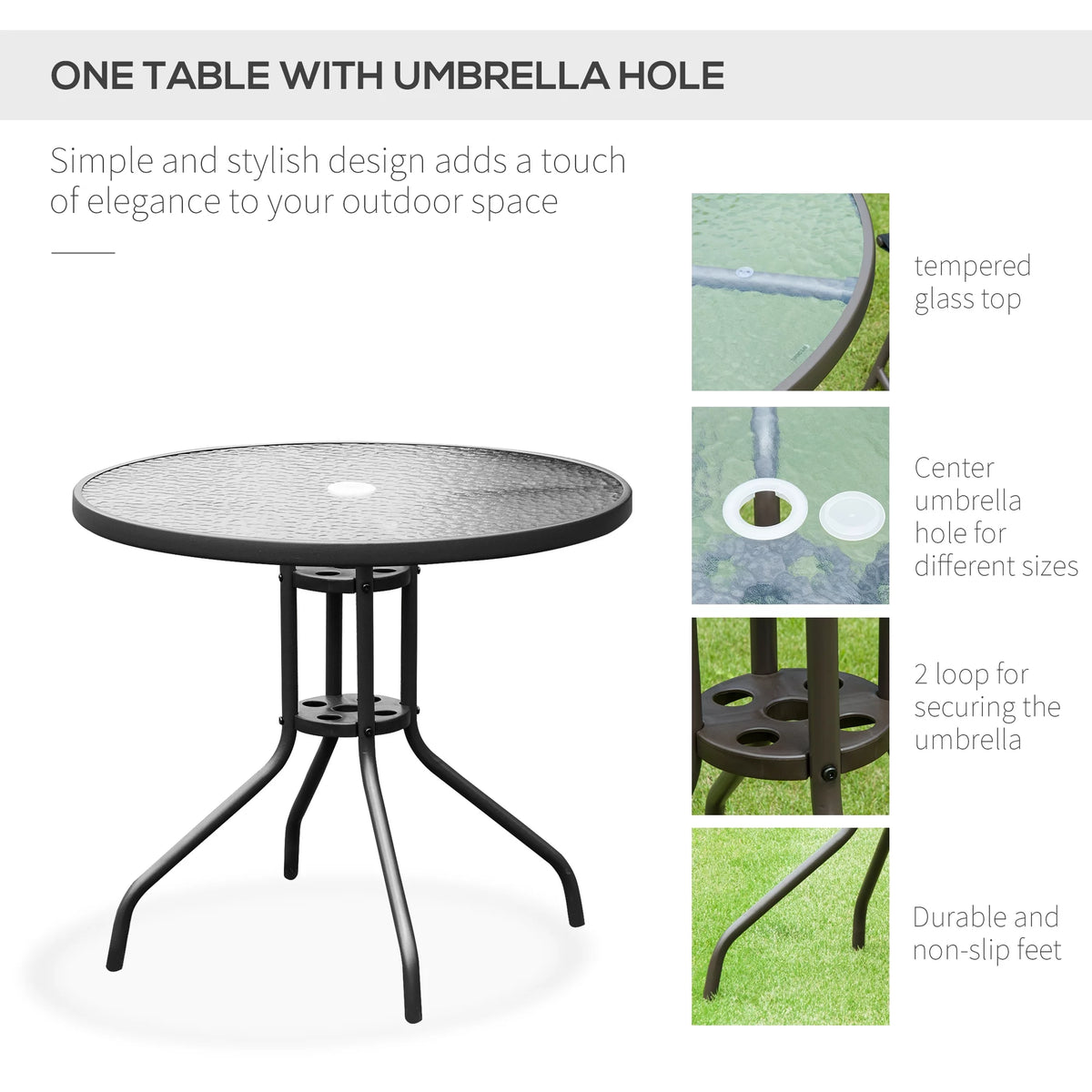 6 Piece Patio Dining Set with Umbrella, Black M3246