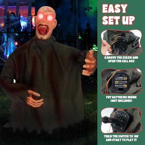 Animated Halloween Groundbreaker Zombie Props with LED Eye U109450