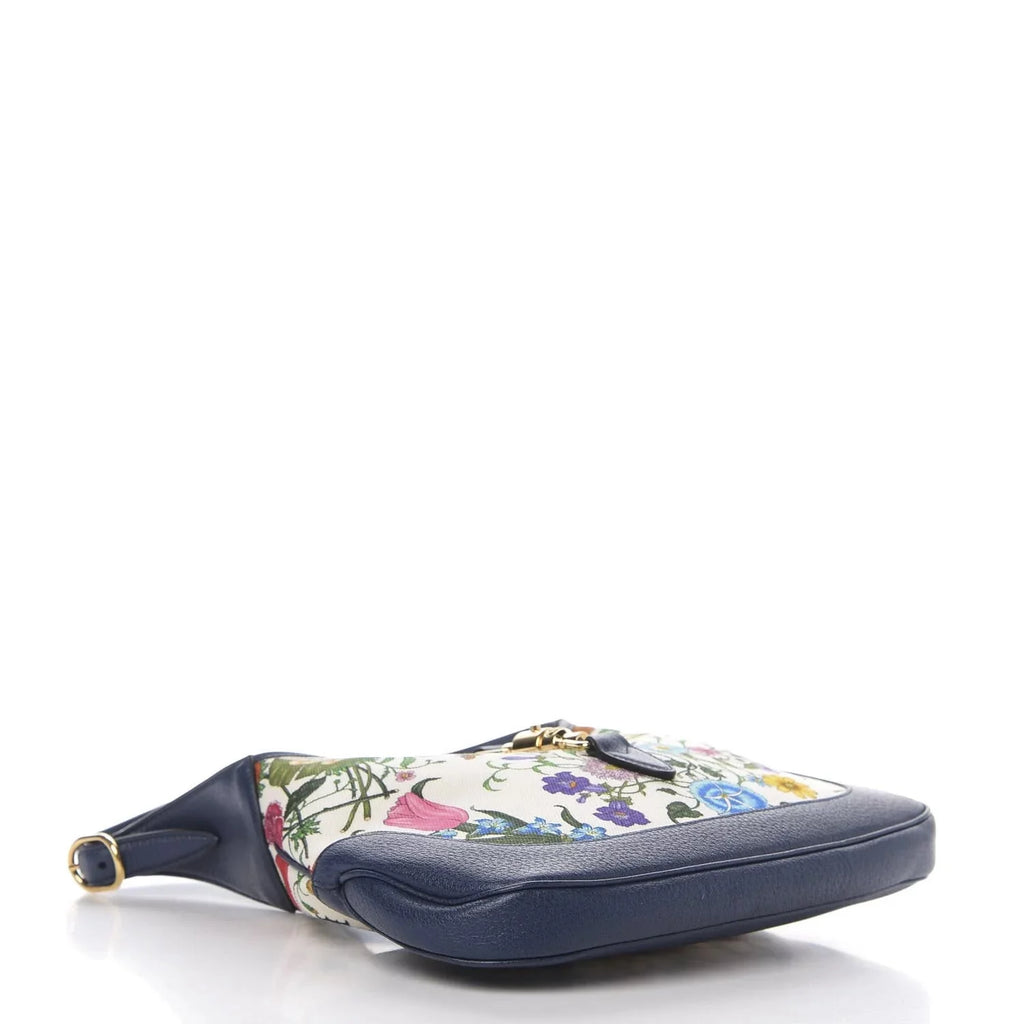 White Blue Canvas Hobo Bag R646