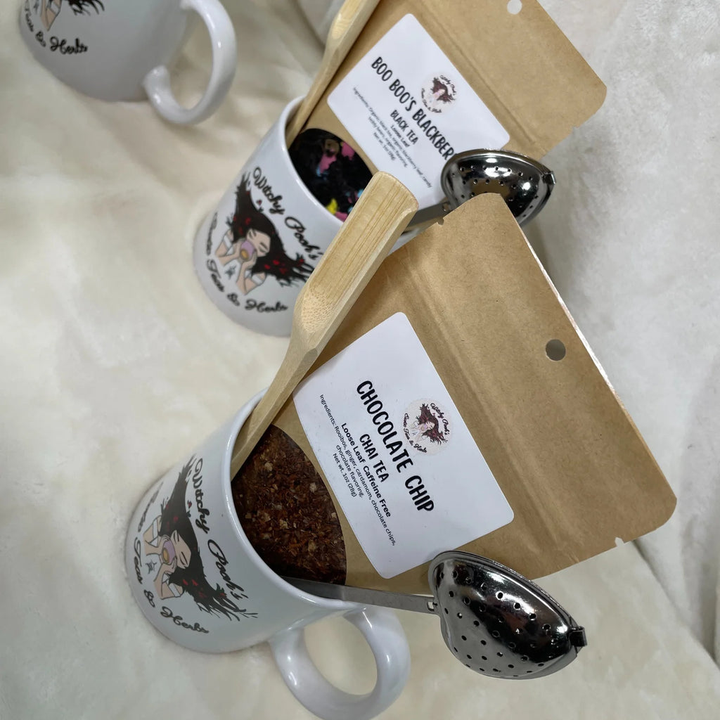 Mint Chocolate Mocha Herbal Tea Gift Mug Set with Heart Infuser C922