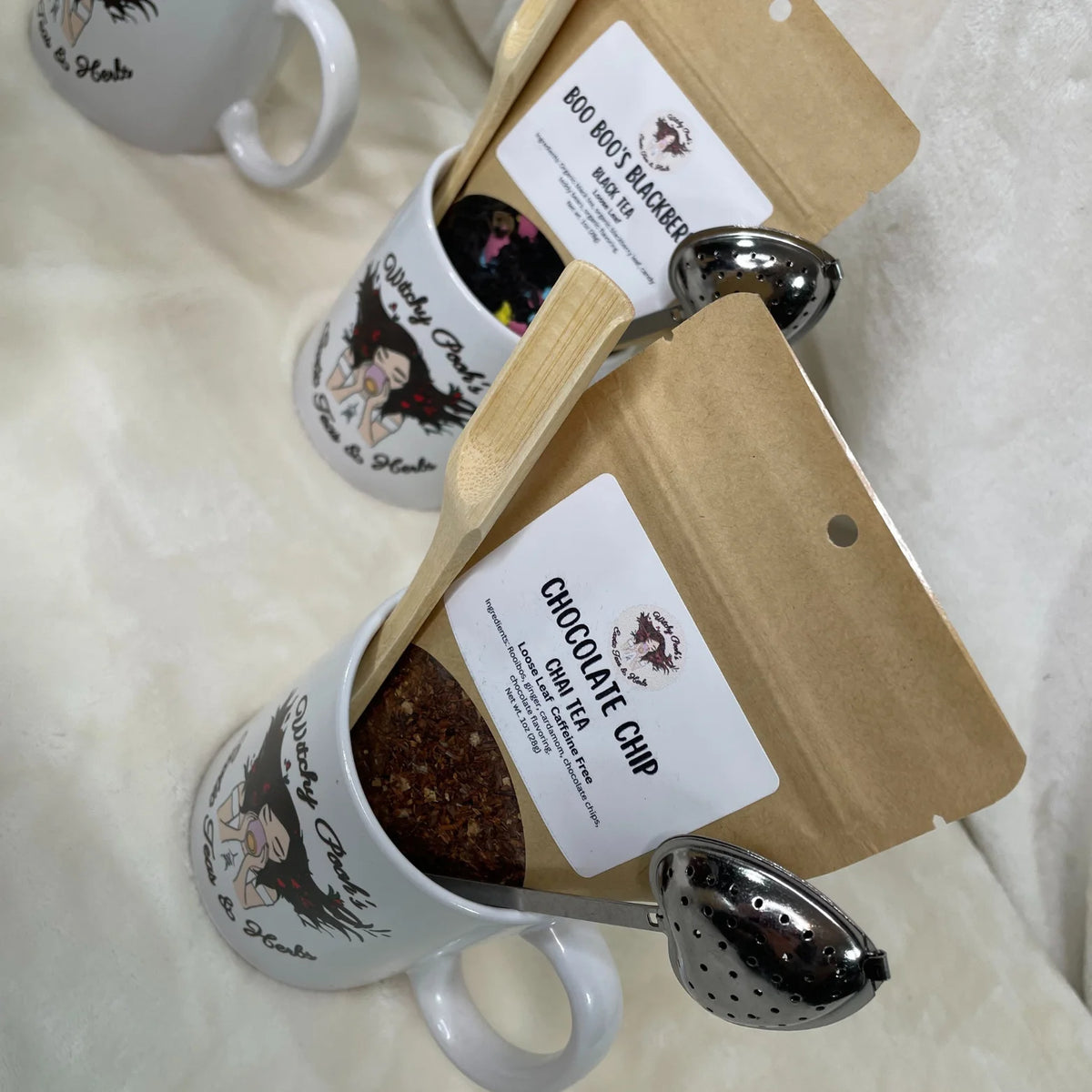 Mint Chocolate Mocha Herbal Tea Gift Mug Set with Heart Infuser C922