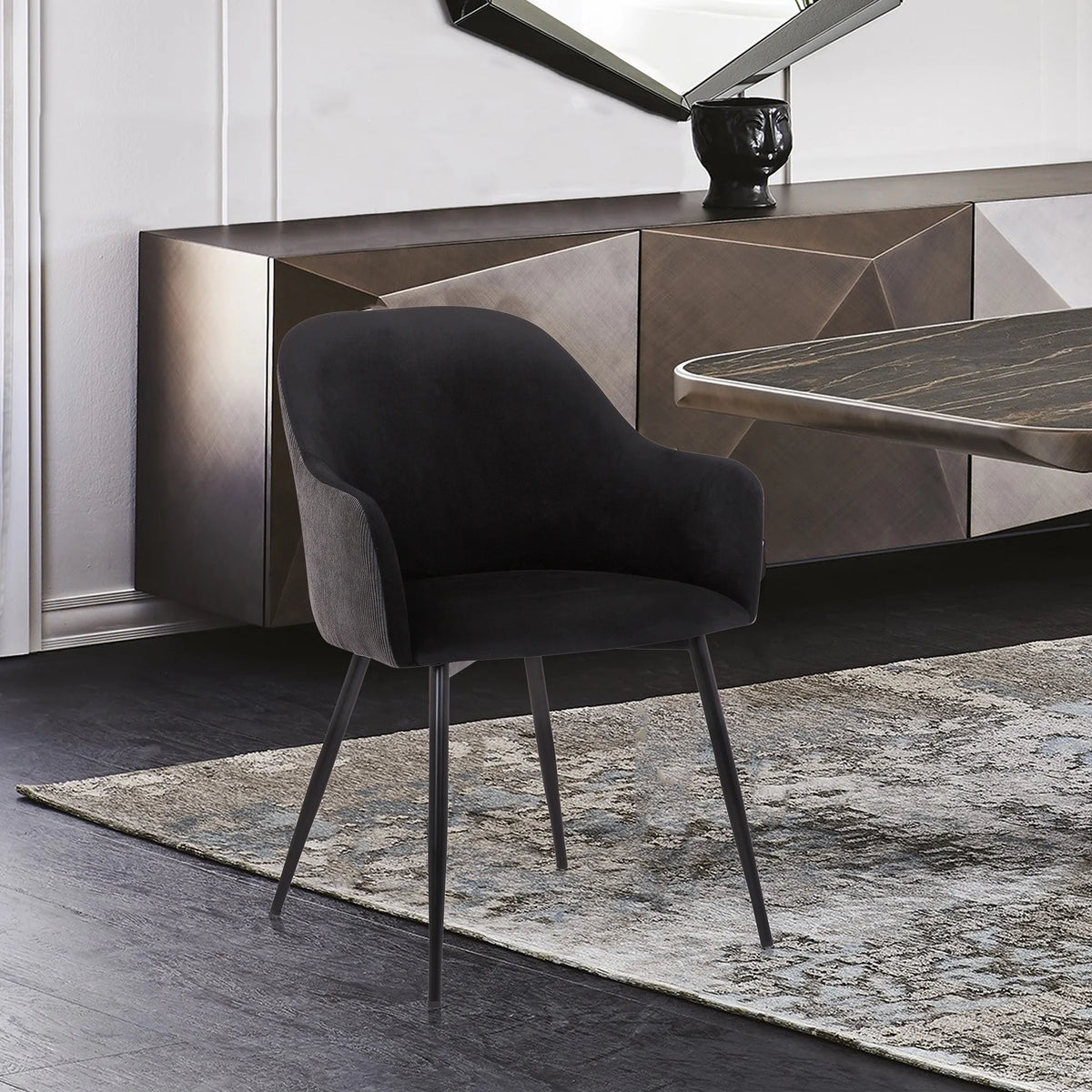 Black Dark Grey Fabric Dining Chair S62641