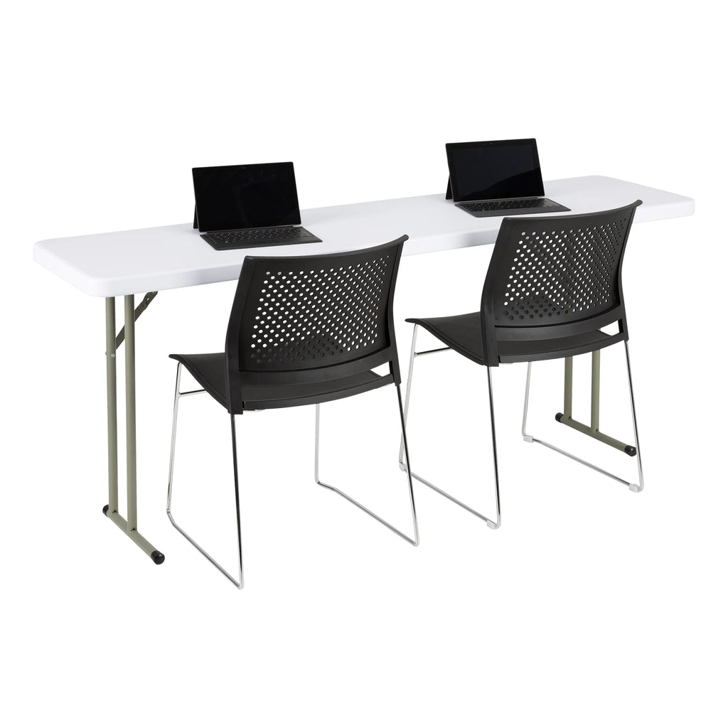 White 6 ft Heavy Duty Portable Plastic Folding Table Q85824