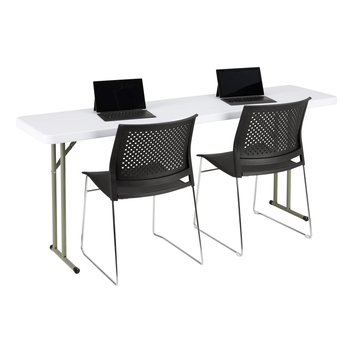 White 6 ft Heavy Duty Portable Plastic Folding Table Q85824