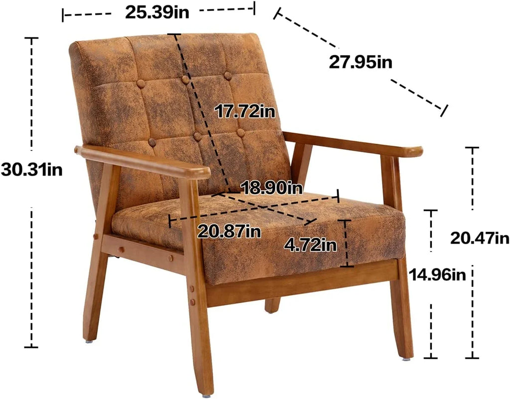 Mid Century Modern Accent Chair Set of 2 with Side Table Z7352