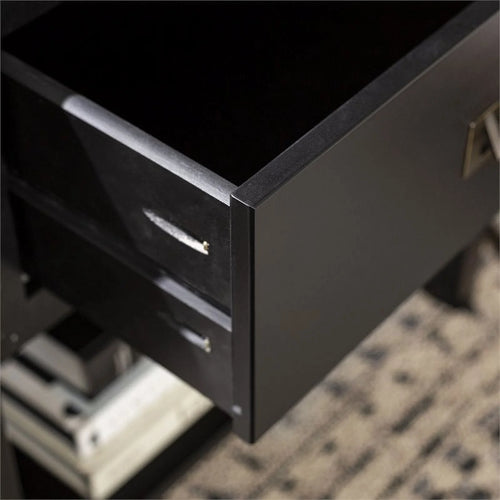 2-Piece 1-Drawer Solid Wood Nightstand Set in Black N587