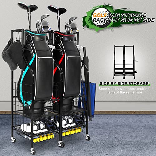 Golf Bag Storage Rack with Wheels B30826