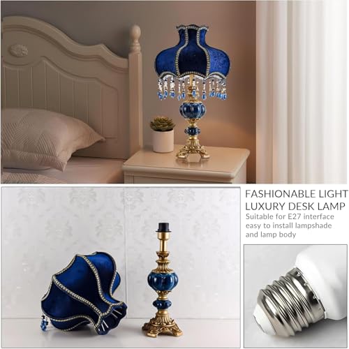 Fabric Lampshade Antique Varnished Resin Table Lamp J92561