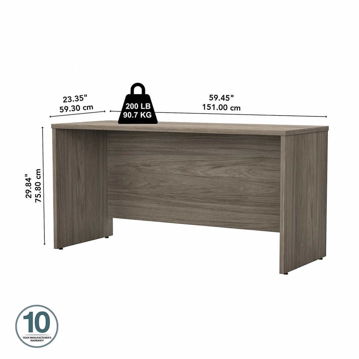 Modern Hickory Engineered Wood Credenza Desk Y41579