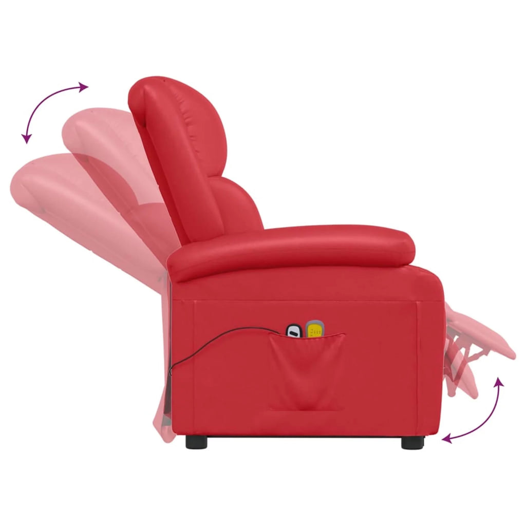 Red Faux Leather Power Lift Massage Recliner C506