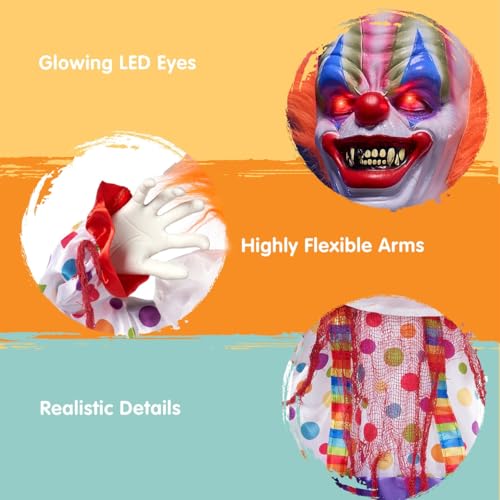 Hanging Scary Clown Decoration with LED Lights F31732
