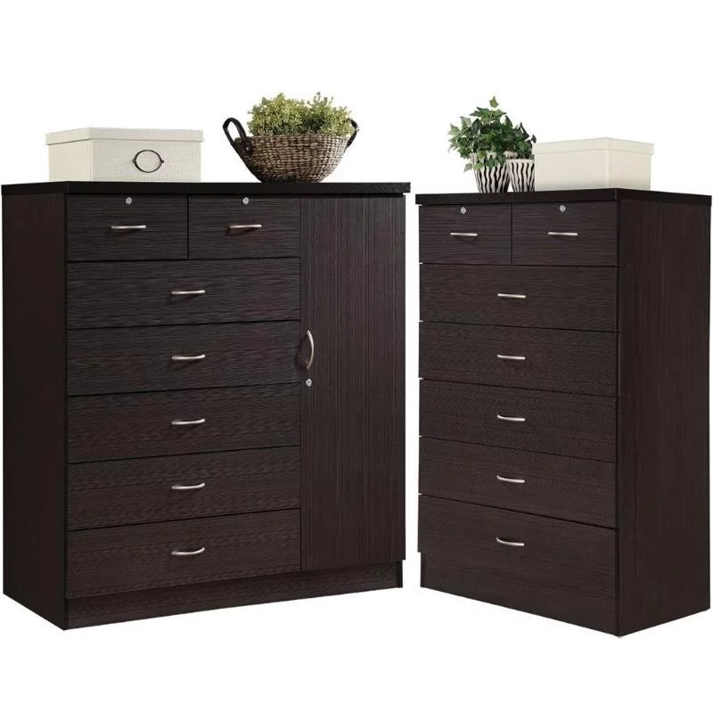 7 Drawer Wood Chest Set with Locks in Chocolate Z29003