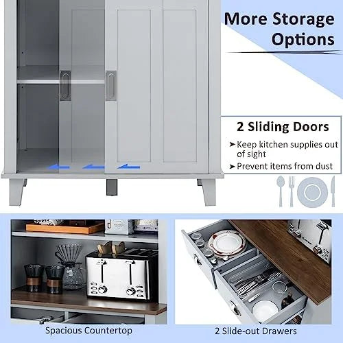 67" Freestanding Brown Cabinet with Drawers Shelves O1204