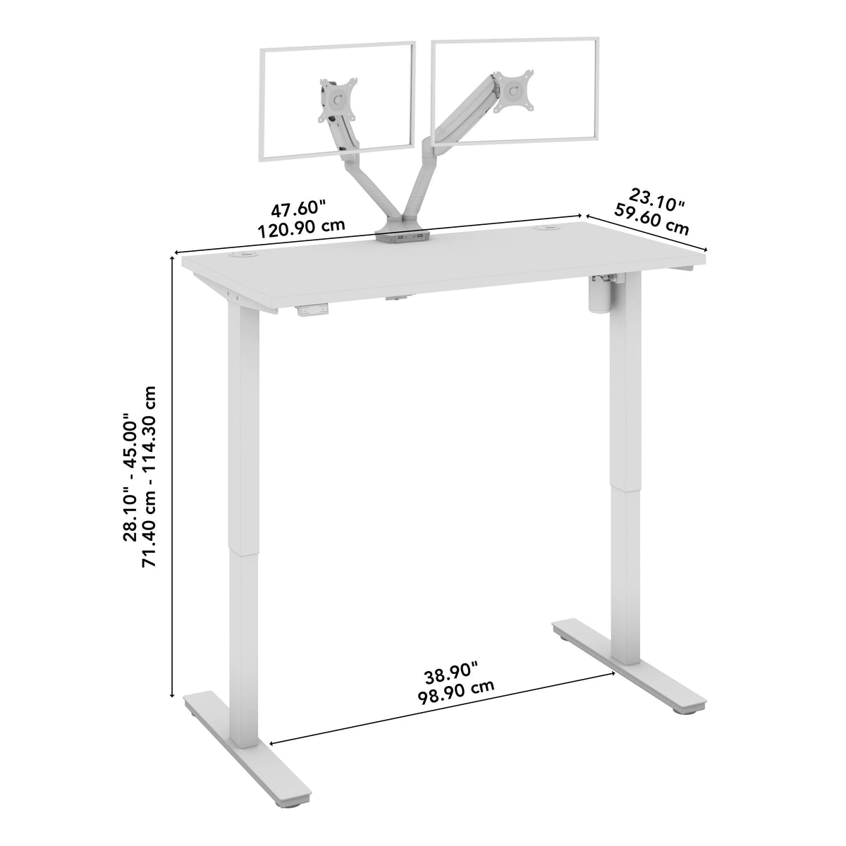 48" Deep Gray Engineered Wood Standing Desk W69999