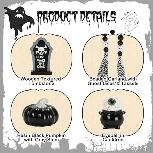Halloween Decorations and Wooden Two Tiered Tray Stand S6344
