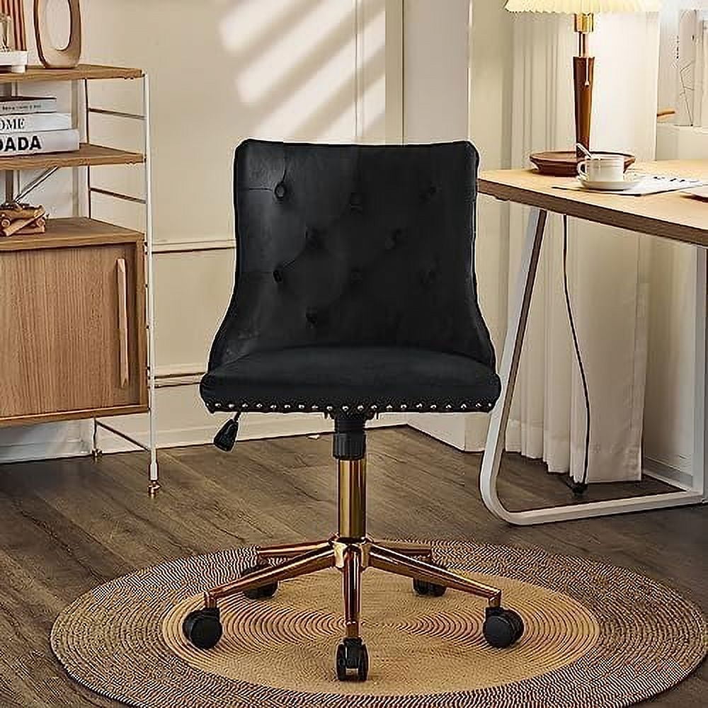 Olive Green Velvet Upholstered Armless Desk Chair W4265