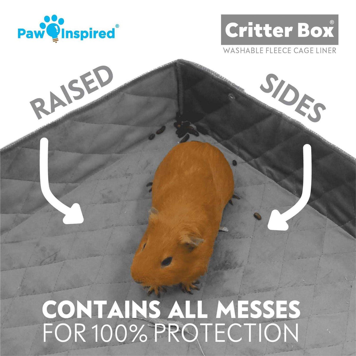 Washable Fleece Guinea Pig Cage Liner & Bedding with Raised Sides L89856