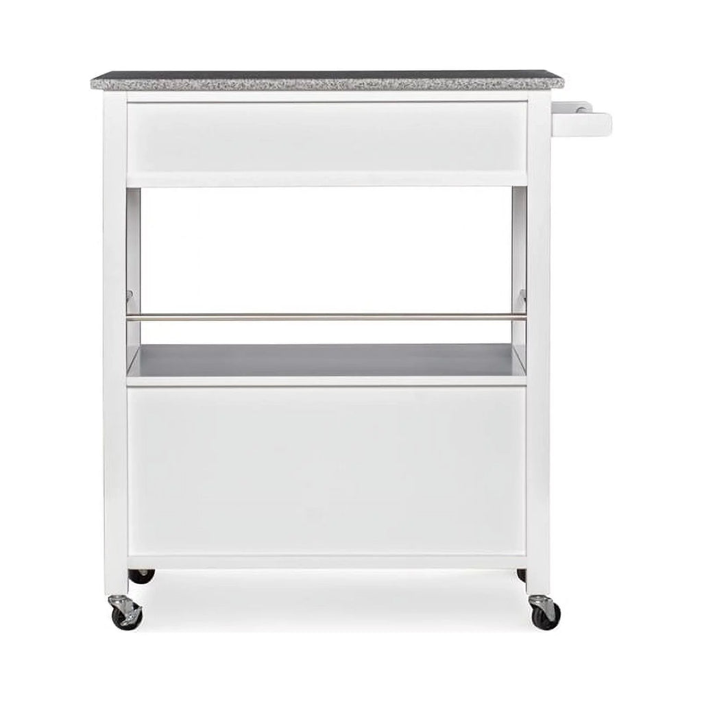 Wood Granite-Top Kitchen Cart in Bright White W852269