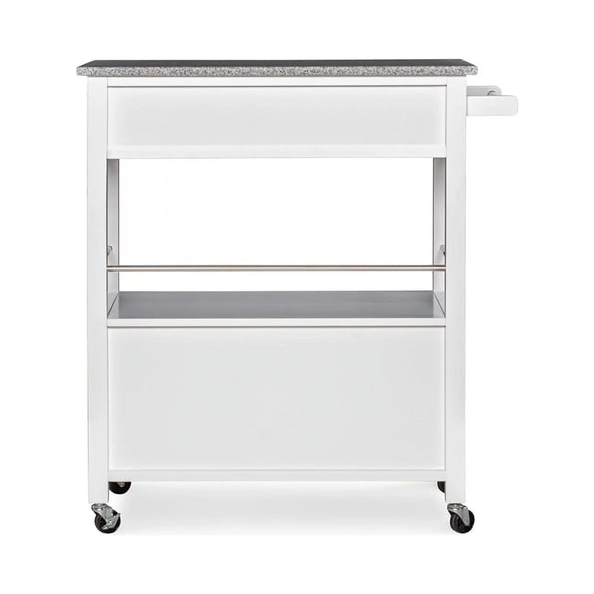 Wood Granite-Top Kitchen Cart in Bright White W852269