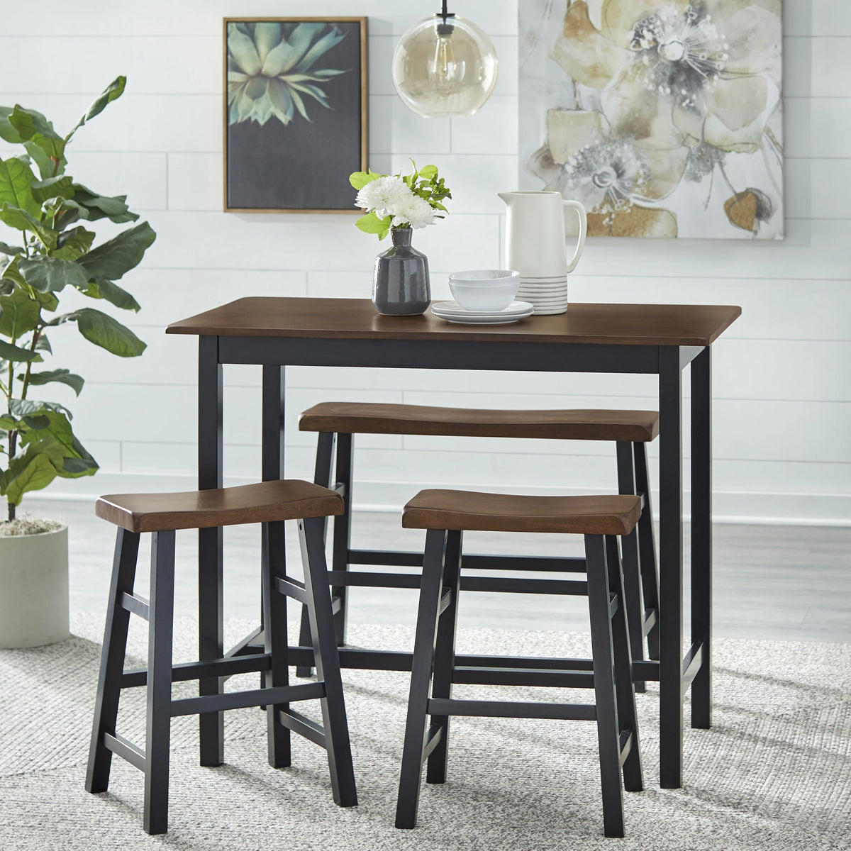 4-piece Counter Height Dining Set Brown/Black J5072