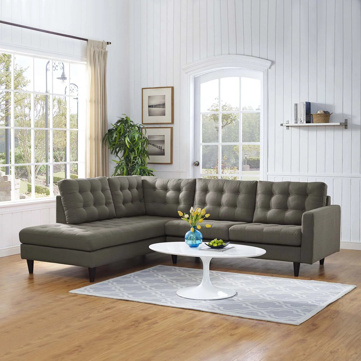 Grey Fabric Sectional Sofa G191