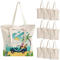 10 Pack Canvas Tote Bag with Zipper D52502